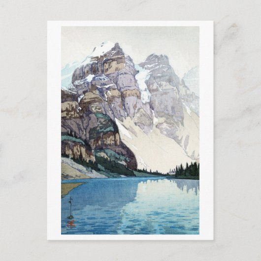 モ ー 湖, Moraine Lake, Hiroshi Yoshida, Woodcut Briefkaart (Voorkant)