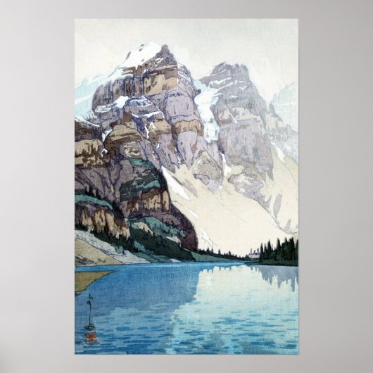 モ ー 湖, Moraine Lake, Hiroshi Yoshida, Woodcut Poster (Voorkant)