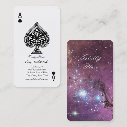 ユニークなスペードエースのトランプ柄　オシャレ　宇宙 VISITEKAARTJE (Voorkant / Achterkant)