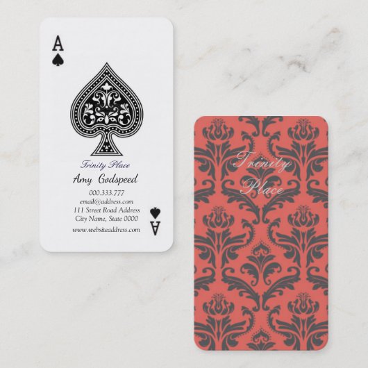 ユニークなスペードエースのトランプ柄　オシャレ VISITEKAARTJE (Voorkant / Achterkant)