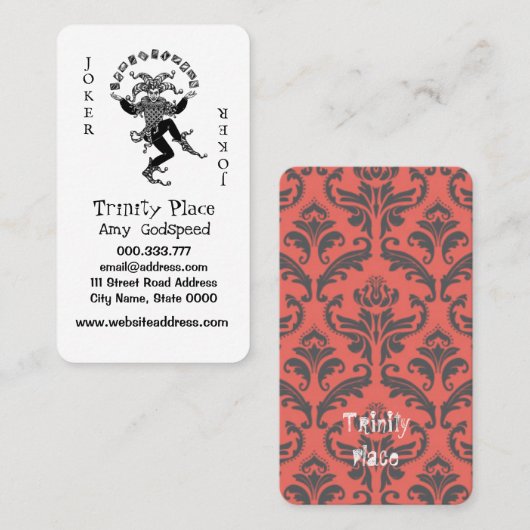 ユニークなトランプのジョーカーデザイン名刺 米スタンダード 8.89cm x 5.08cm名刺 visitekaartje (Voorkant / Achterkant)