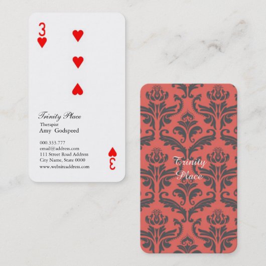 ユニークなハートのトランプ柄　オシャレでユニーク VISITEKAARTJE (Voorkant / Achterkant)