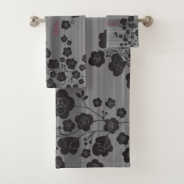 ラブリーフラワー　モノクロ BAD HANDDOEK