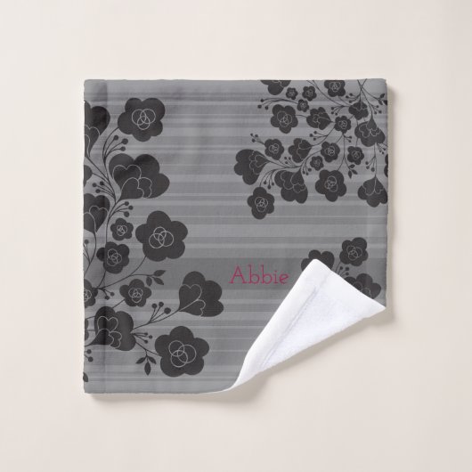 ラブリーフラワー　モノクロ BAD HANDDOEK (Wasdoekje)