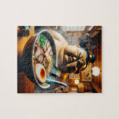 ラーメンを前に真剣な眼差しの力士 LEGPUZZEL (Horizontaal)