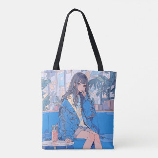 リバーシブル・トートバッグcafe|寿司娘 GenerativeAI Tote Bag