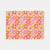 レトロかわいいお花デザイン♡ピンク FLEECE DEKEN (Voorkant (Horizontaal))