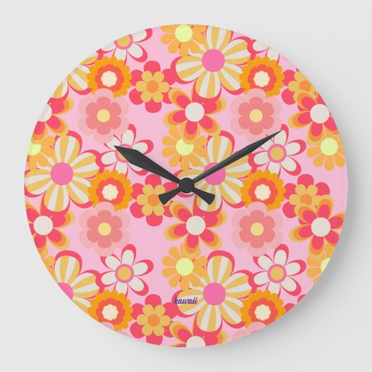 レトロかわいいお花デザイン♡ピンク GROTE KLOK (Voorkant)