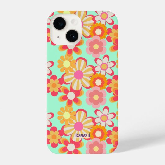 レトロかわいいお花デザイン♡ミントグリーン iPhone HOESJE (Achterkant)