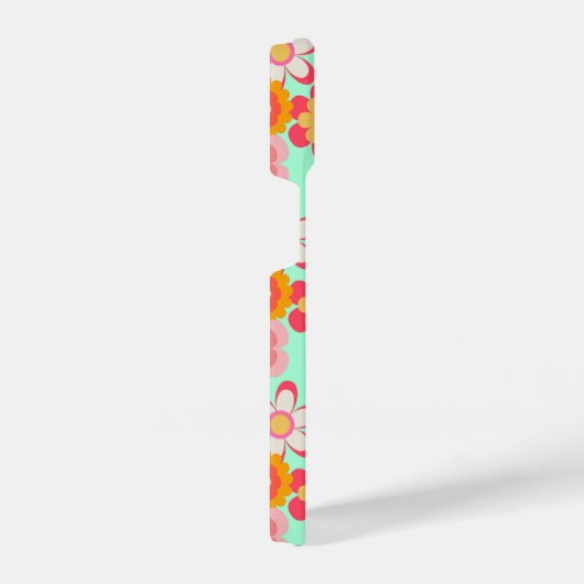 レトロかわいいお花デザイン♡ミントグリーン iPhone HOESJE (Rechterkant)