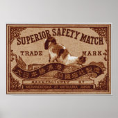 レトロマッチデザイン　尻を上げる猫　Retro Match Cat raising bum Poster (Voorkant)