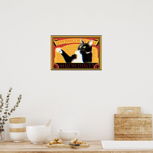 レトロマッチデザイン 踊る猫 Retro Match Dancing cat Poster (Keuken)
