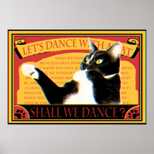 レトロマッチデザイン　踊る猫　Retro Match Dancing cat Poster (Voorkant)