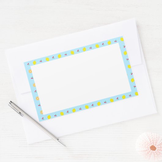 レモン＆チェリー（ブルー） 　   RECHTHOEKIGE STICKER (Envelop)