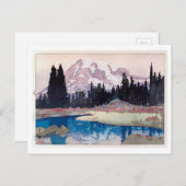 レ ニ 山, Mount Rainier, Hiroshi Yoshida, Woodcut Briefkaart (Voorkant / Achterkant)