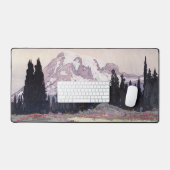 レ ニ 山, Mount Rainier, Hiroshi Yoshida, Woodcut Bureaumat (Keyboard & Muis)