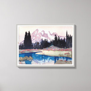 レ ニ 山, Mount Rainier, Hiroshi Yoshida, Woodcut Canvas Afdruk