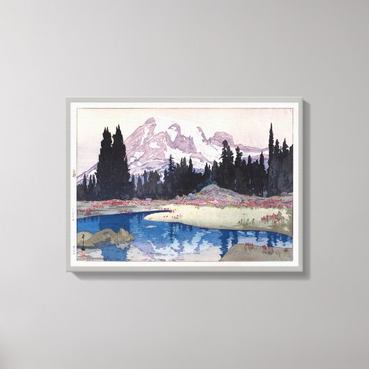 レ ニ 山, Mount Rainier, Hiroshi Yoshida, Woodcut Canvas Afdruk (Voorkant)