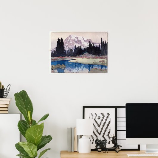 レ ニ 山, Mount Rainier, Hiroshi Yoshida, Woodcut Poster (Thuiskantoor)