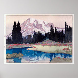 レ ニ 山, Mount Rainier, Hiroshi Yoshida, Woodcut Poster