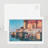 ヴ ー ー ナ, Varanasi, Hiroshi Yoshida, Woodcut Briefkaart (Voorkant / Achterkant)