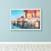 ヴ ー ー ナ, Varanasi, Hiroshi Yoshida, Woodcut Canvas Afdruk (Insitu (Houten vloer))
