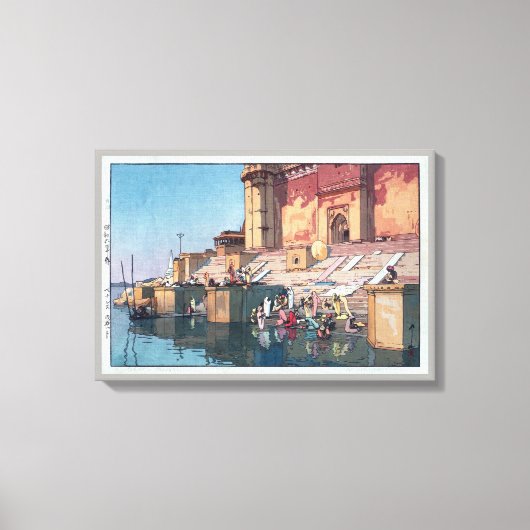 ヴ ー ー ナ, Varanasi, Hiroshi Yoshida, Woodcut Canvas Afdruk (Voorkant)