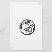 一本稲の丸に雀 BRIEFPAPIER (Voorkant / Achterkant)