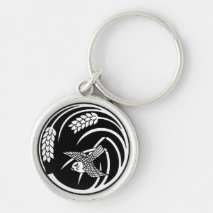 一本稲の丸に雀 SLEUTELHANGER