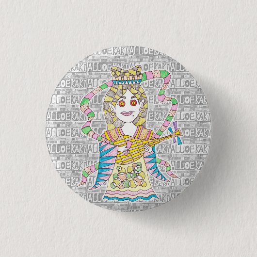 七福神/弁財天 缶バッジ RONDE BUTTON 3,2 CM (Voorkant)