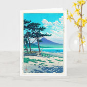 三 保 松 原, Pine Beach at Miho, Hasui Kawase Kaart (Gele Bloem)