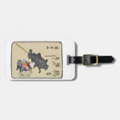 三 味 く 猫,  bij Guitar, Kuniyoshi, Ukiyoe Bagagelabel (Voorkant horizontaal)