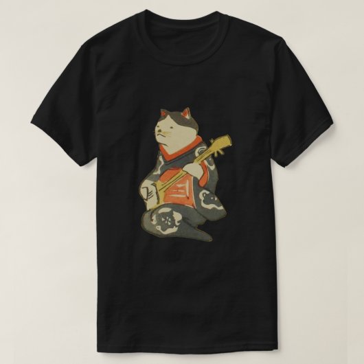 三 味 く 猫,  bij Guitar, Kuniyoshi, Ukiyoe T-shirt (Design voorkant)