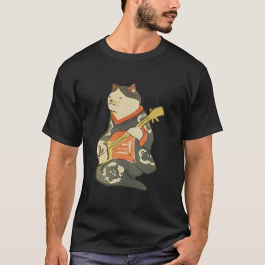 三 味 く 猫,  bij Guitar, Kuniyoshi, Ukiyoe T-shirt (Voorkant)