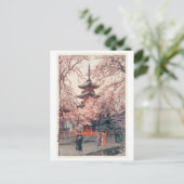 上野公園, de bloesems van de Kers bij Ueno Park, Briefkaart (Staand voorkant)