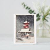 上 野 東 宮, Ueno Tōshō-gu, Hasui Kawase, Woodcut Briefkaart (Staand voorkant)