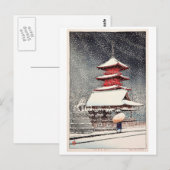 上 野 東 宮, Ueno Tōshō-gu, Hasui Kawase, Woodcut Briefkaart (Voorkant / Achterkant)