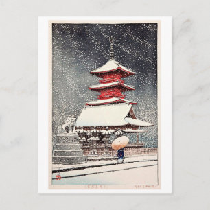上 野 東 宮, Ueno Tōshō-gu, Hasui Kawase, Woodcut Briefkaart