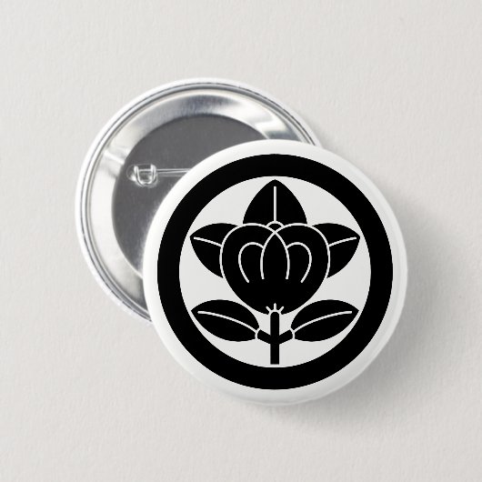 丸 に 橘 (六 割 り) RONDE BUTTON 5,7 CM (Voorkant /achterkant)