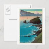 久 手 浜, Kude Beach in Wakasa, Hasui Kawase, Woodcut Briefkaart (Voorkant / Achterkant)