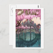 亀 戸 神, Kameido Bridge, Hiroshi Yoshida, Woodcut Briefkaart (Voorkant / Achterkant)