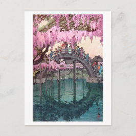 亀 戸 神, Kameido Bridge, Hiroshi Yoshida, Woodcut Briefkaart