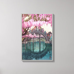 亀 戸 神, Kameido Bridge, Hiroshi Yoshida, Woodcut Canvas Afdruk