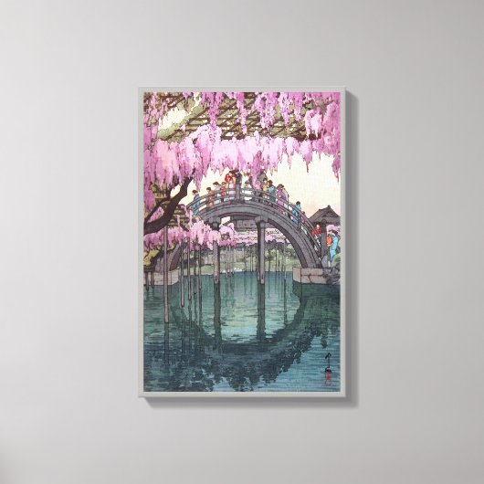 亀 戸 神, Kameido Bridge, Hiroshi Yoshida, Woodcut Canvas Afdruk (Voorkant)