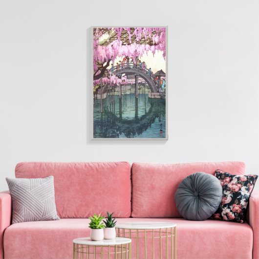 亀 戸 神, Kameido Bridge, Hiroshi Yoshida, Woodcut Canvas Afdruk (Insitu (Woonkamer))