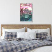 亀 戸 神, Kameido Bridge, Hiroshi Yoshida, Woodcut Canvas Afdruk (Insitu (Slaapkamer))