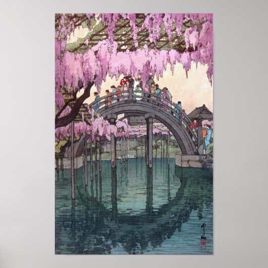 亀 戸 神, Kameido Bridge, Hiroshi Yoshida, Woodcut Poster (Voorkant)