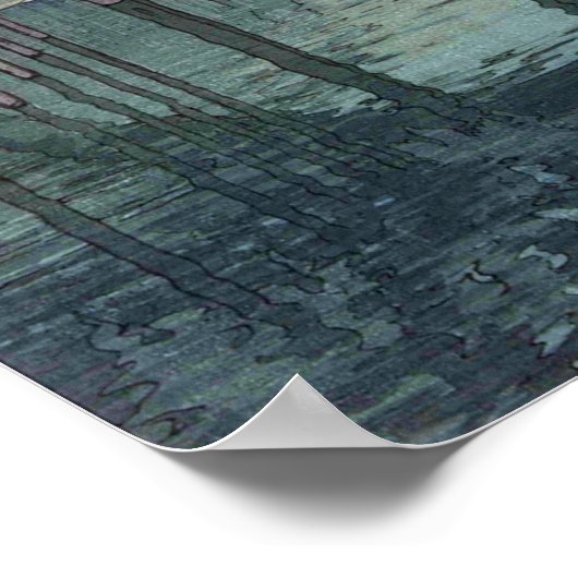 亀 戸 神, Kameido Bridge, Hiroshi Yoshida, Woodcut Poster (Hoek)