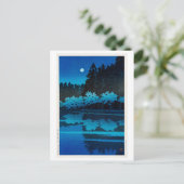 井 之 頭 園 月, maan in Inokashira Park, Hasui Kawase Briefkaart (Staand voorkant)