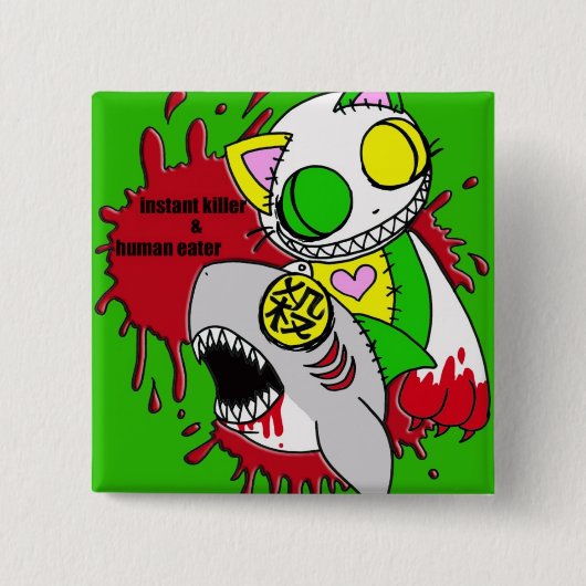 人喰いと瞬殺グリーン VIERKANTE BUTTON 5,1 CM (Voorkant)